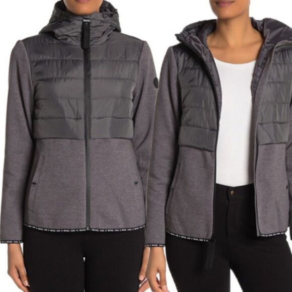 MICHAEL KORS Quilted Hooded Knit Zip Front Jacket  - Picture 14 of 15